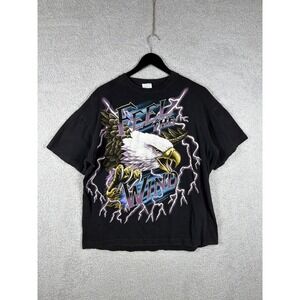 Vtg 90s American Thunder T-Shirt Size XL Feel The Wind Eagle AOP Kanye West